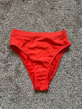 Xhilaration Red Ribbed High-Cut Bikini Bottoms